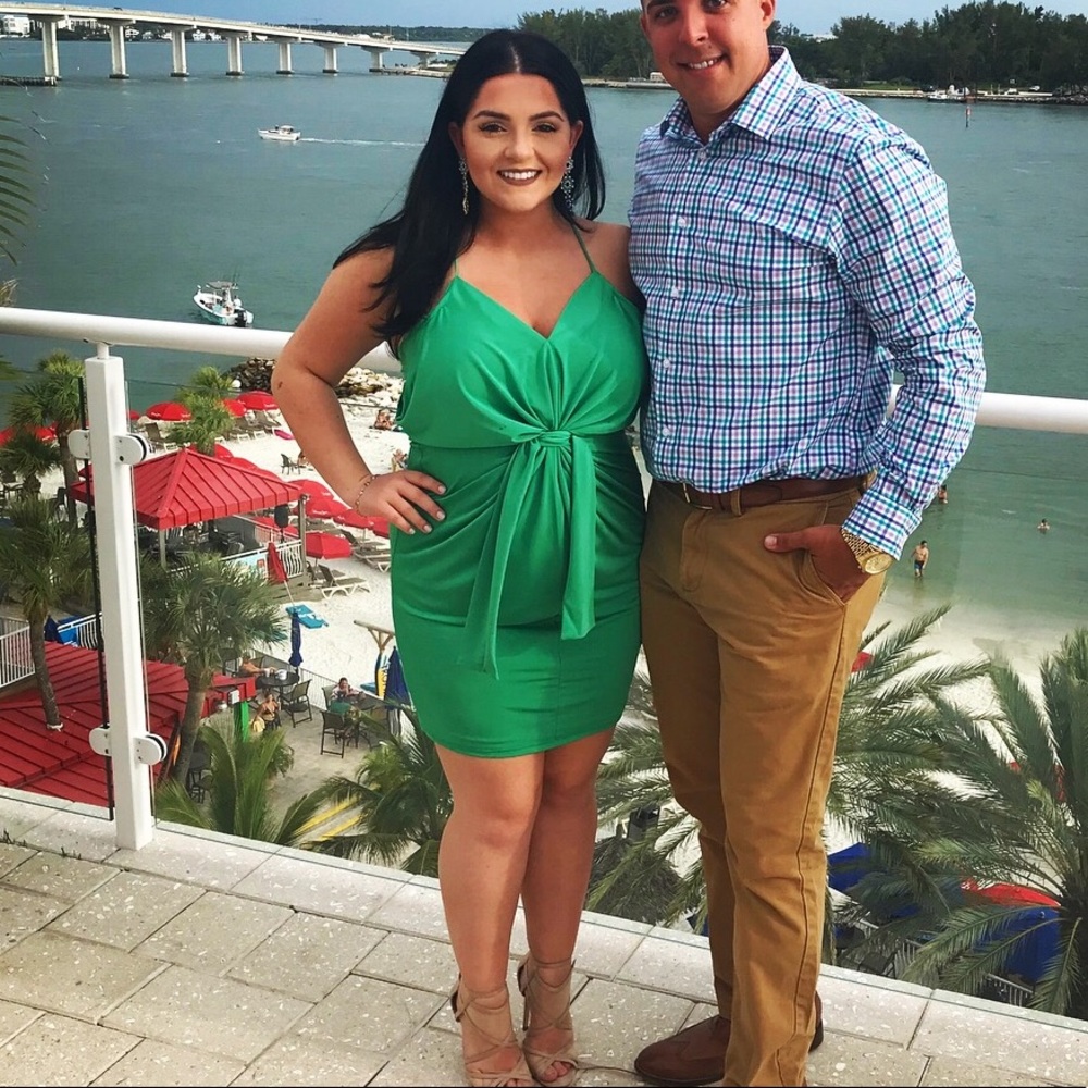 Spaghetti strap dress with knot front